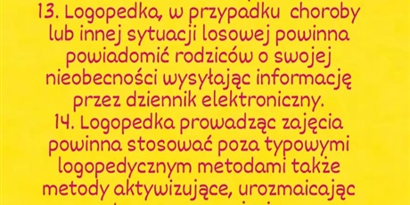 Informacje dotyczące zajęć logopedycznych